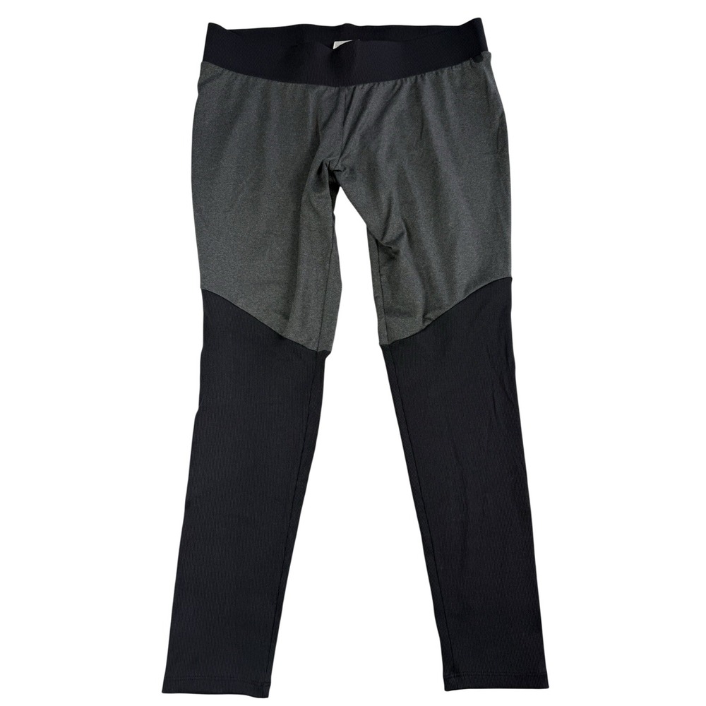Under Armour Unstoppable Leggings Women XL Gray Black UA Ribbed Yoga Color Block